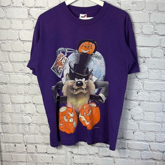 Vintage Taz Looney Tunes 1994 Halloween Shirt Rat Rod Single Stitch Size Large R - Picture 1 of 10